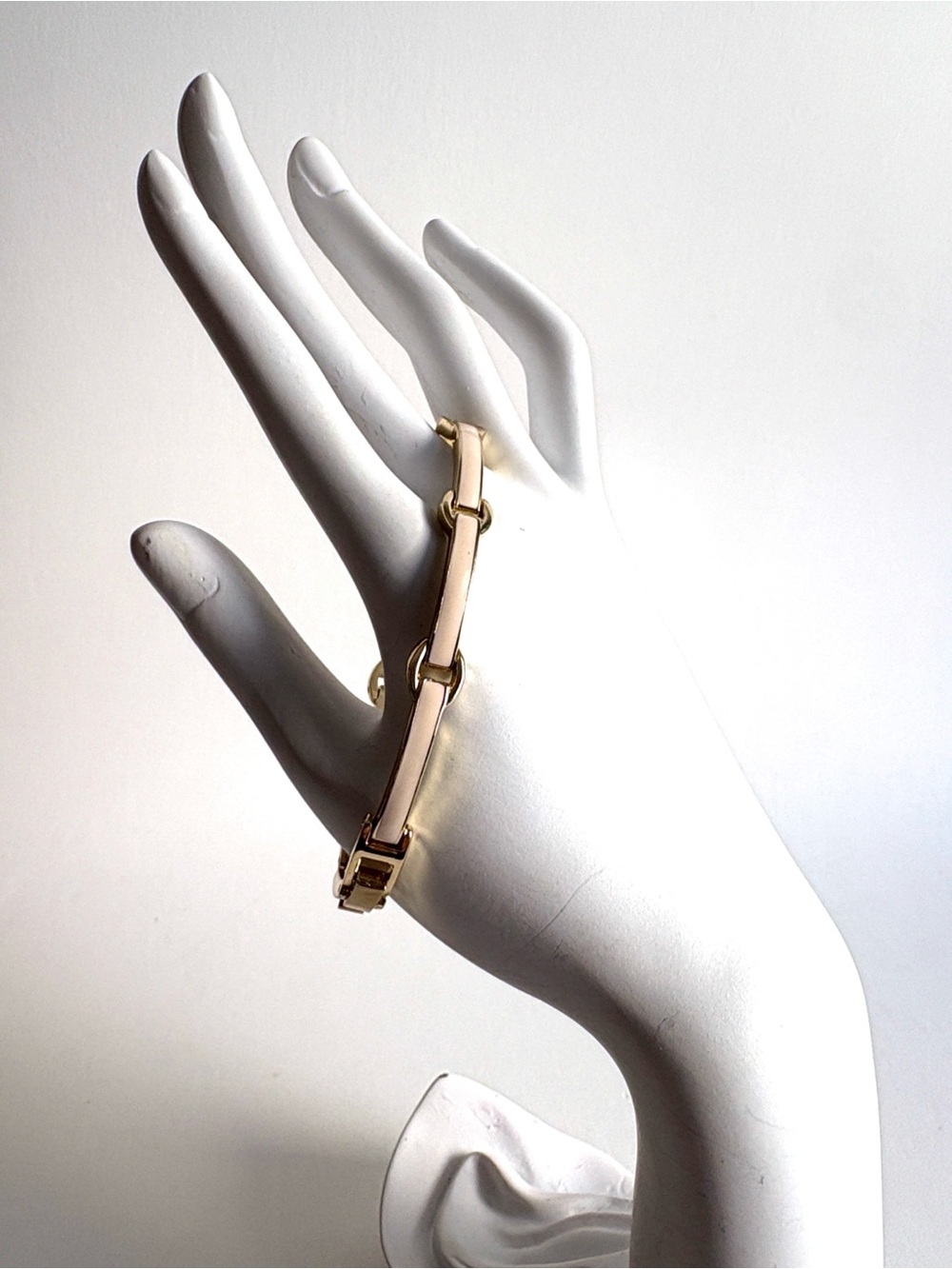 Anne Klein Gold Link Bracelet with Pink Enamel Inlay